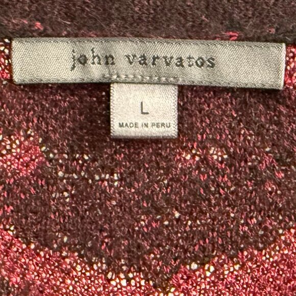 VARVATOS DISTRESSED JACQUARD CARDIGAN SWEATER - Picture 1 of 4